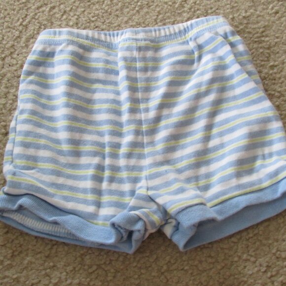 Pull On Cotton Shorts Infant Boys Size 3-6M Blue Striped Elastic Bottoms‎ - Picture 3 of 3